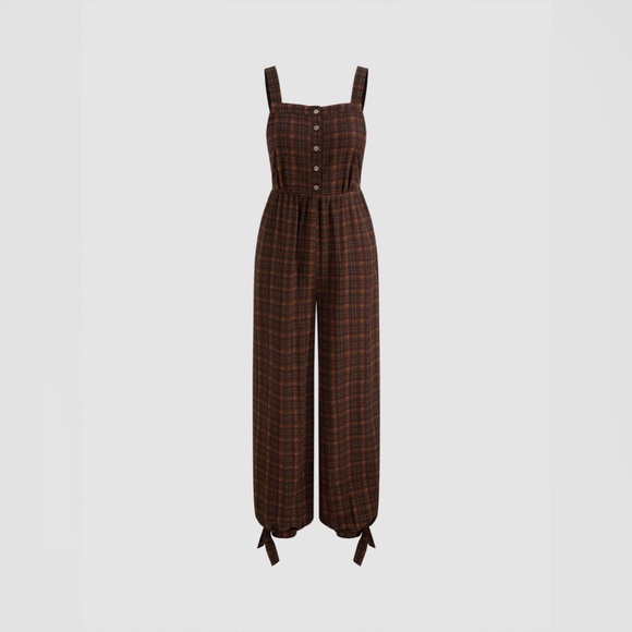 CIDER SQUARE NECK PLAID JUMPSUIT - Picture 6 of 8